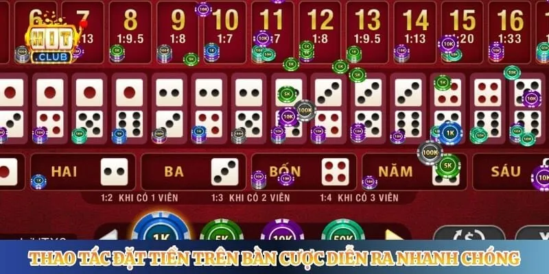 Thao tác đặt tiền trên bàn cược diễn ra nhanh chóng
